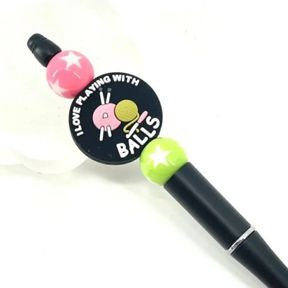 I love playing with balls yarn crochet knit handmade pen NEW beads rhinestone bl